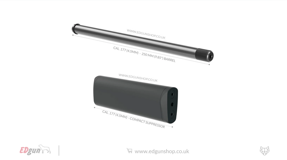 Alfa Precision · Leshiy 2 · Barrel Kit · 250mm (9.85").177 (4.5MM) / 0 / STANDARD SUPPRESOR
