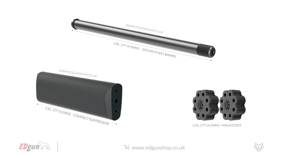 Alfa Precision · Leshiy 2 · Barrel Kit · 250mm (9.85").177 (4.5MM) / 2- BLACK / STANDARD SUPPRESOR