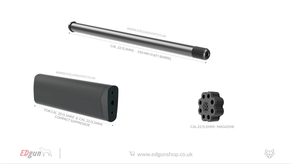 Alfa Precision · Leshiy 2 · Barrel Kit · 250mm (9.85").22 (5.5MM) / 1- BLACK / STANDARD SUPPRESOR