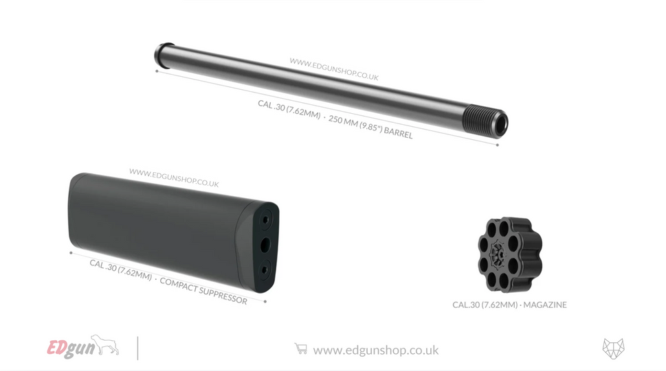 Alfa Precision · Leshiy 2 · Barrel Kit · 250mm (9.85").25 (6.35MM) / 1- BLACK / STANDARD SUPPRESOR