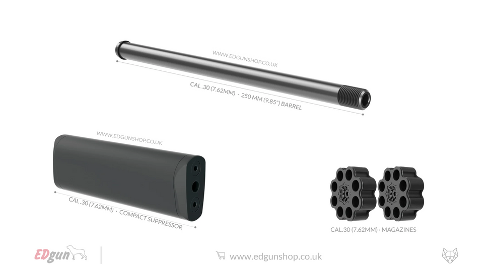 Lothar Walther · Leshiy 2 · Barrel Kit · 250 mm (9.85").30 (7.62MM) / 2- BLACK / STANDARD SUPPRESOR