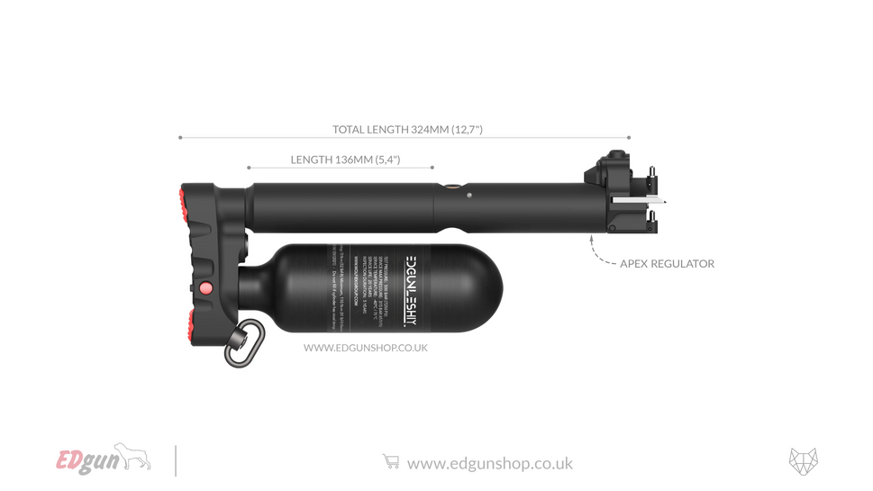 EDgun · Leshiy 2 · Butt with Carbon Fiber Bottle350cc / 136mm (5.4") / .20 (5.0 mm)