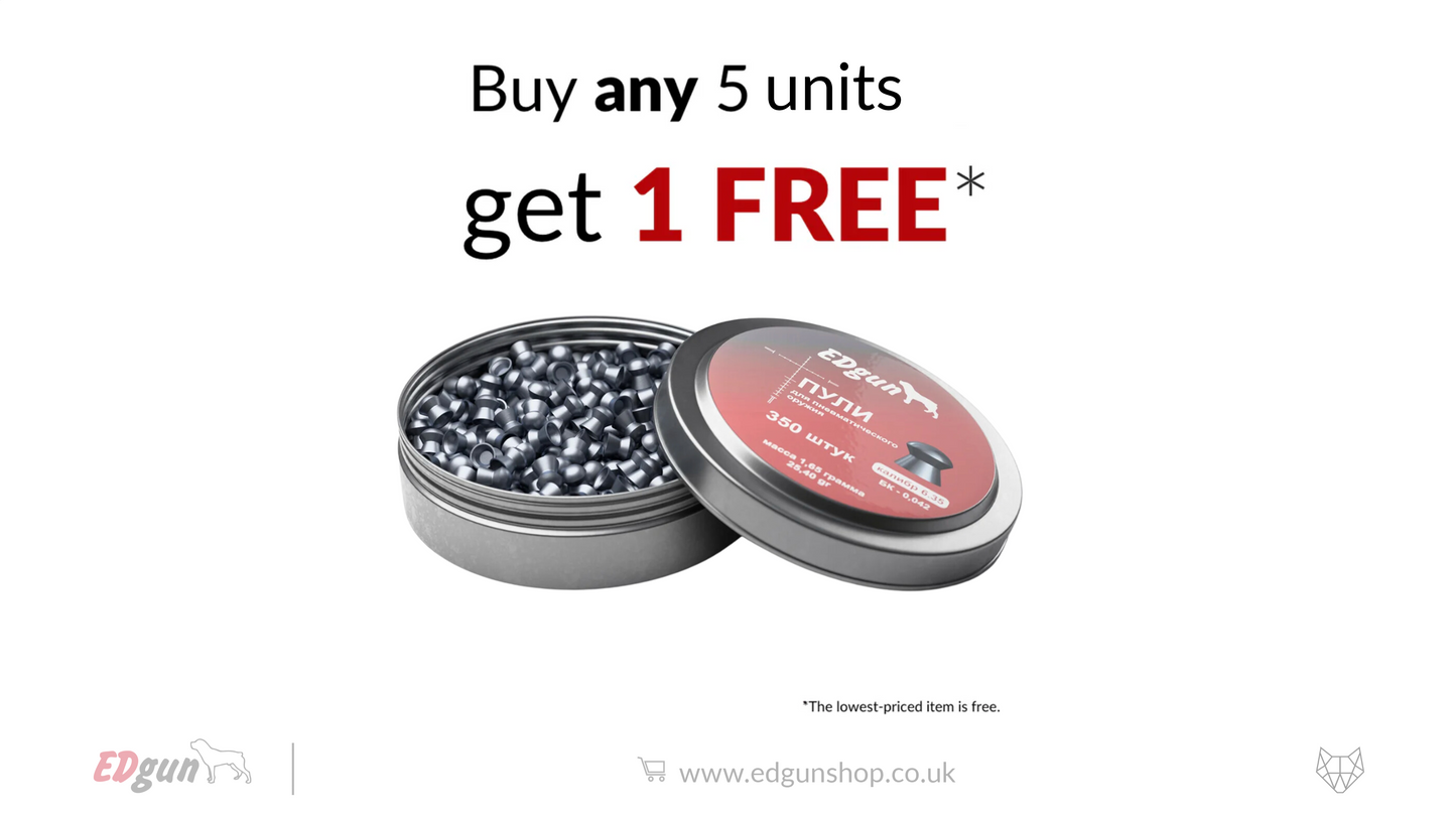 EDgun Premium Airgun Pellets - Cal .22 (5.5mm) | 1.65g (25.40gr)