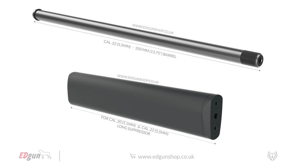 Alfa Precision · Leshiy 2 · Barrel Kit · 350mm (13.75").22 (5.5MM) / 0 / LONG SUPPRESSOR