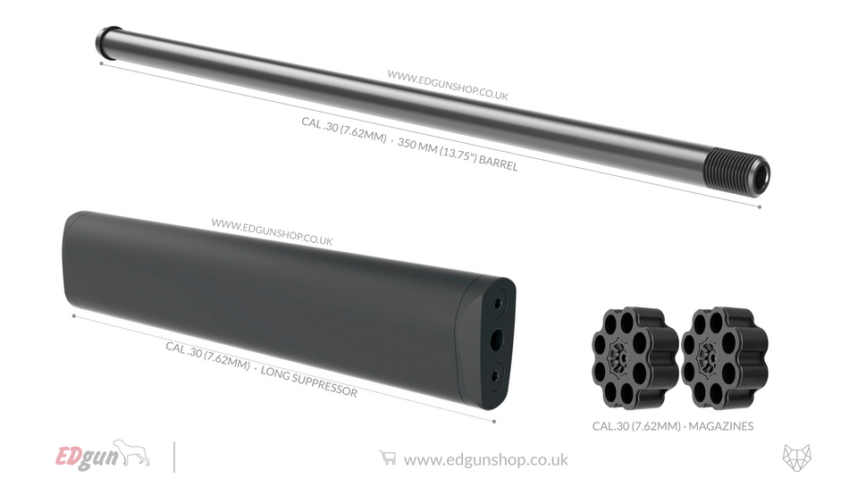 Alfa Precision · Leshiy 2 · Barrel Kit · 350mm (13.75").30 (7.62MM) / 2- BLACK / LONG SUPPRESSOR