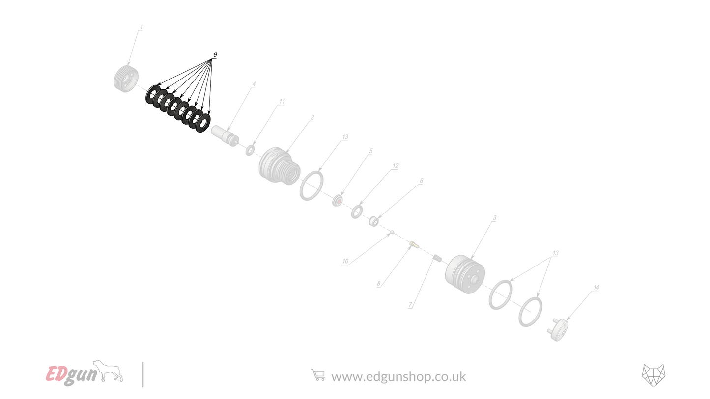 EDgun · Leshiy 2 · Spare Parts: APEX Internal Regulator · LSA382600