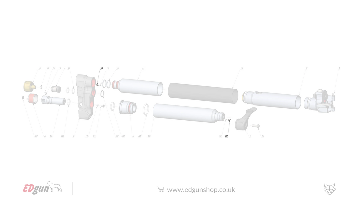 EDgun · Leshiy 2 · Spare Parts: New Reservoir/Butt · LSA242000