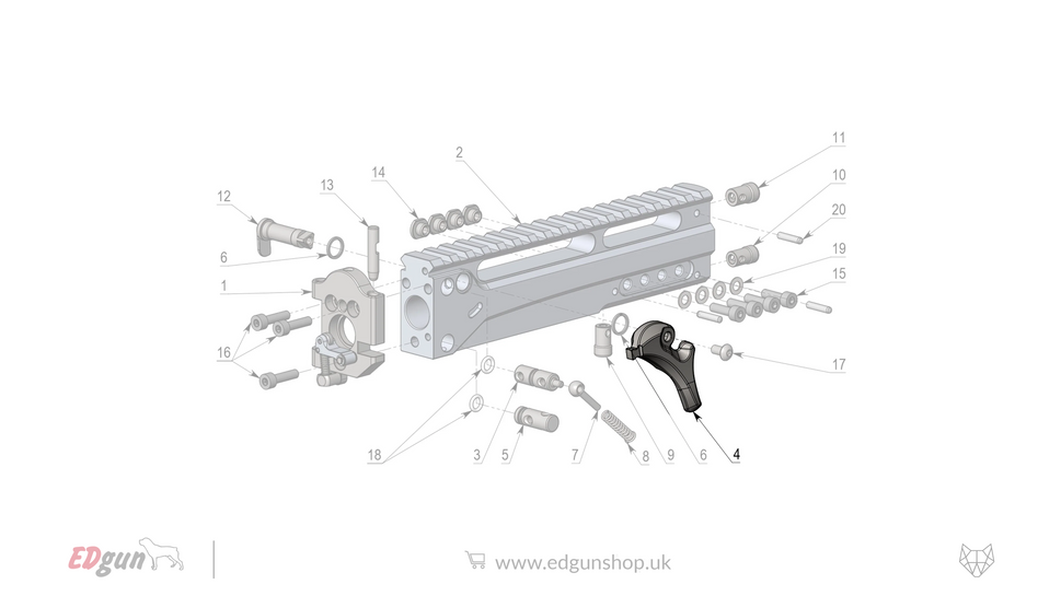 EDgun · Leshiy 2 · Spare Parts: Receiver · LSA2410004