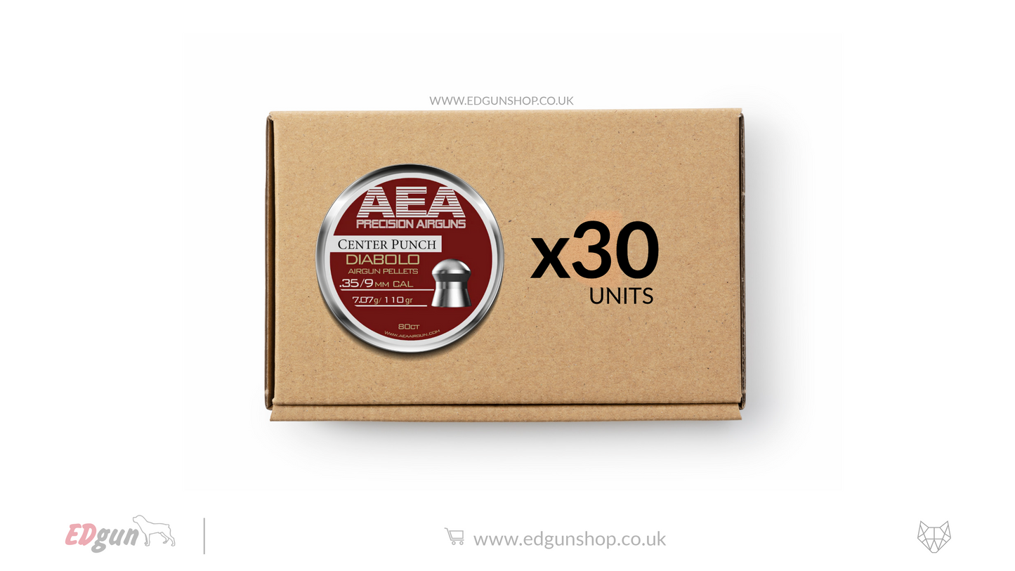 AEA Master Box Center Punch Diabolo Pellets - Cal .35 (9mm) | 7.07g (110gr)
