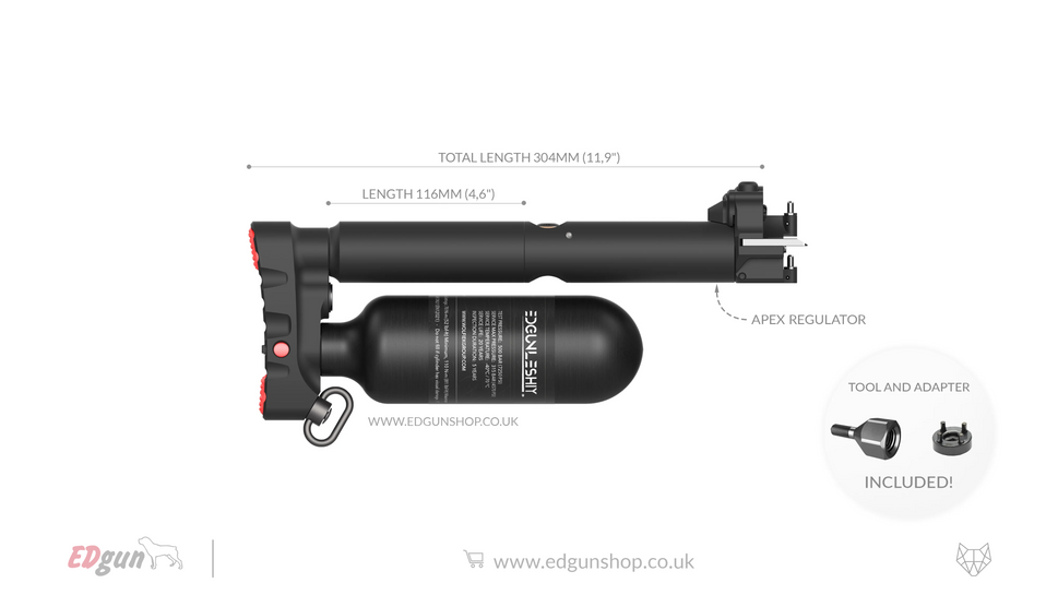 Leshiy 2 Butt with Carbon Fiber bottle350cc / 116mm (4.6") / .25 (6.35 mm)