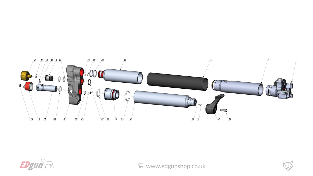 EDgun · Leshiy 2 · Spare Parts: New Reservoir/Butt · LSA242000
