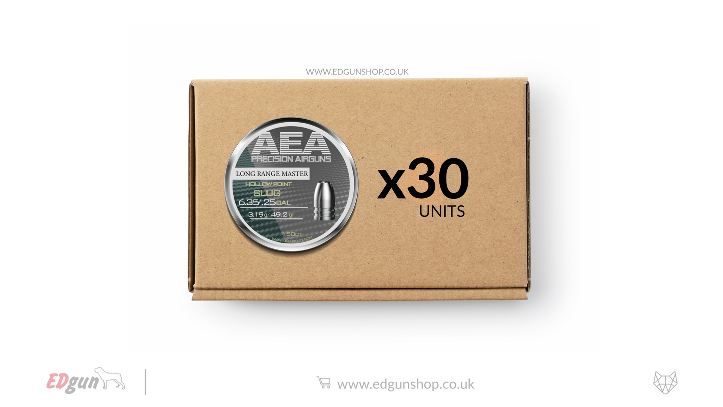 Master box · AEA Exact Slug Heavy (+) Hollow Point · Cal .25 (6.35mm) · Weight 3.19g (49.2gr)