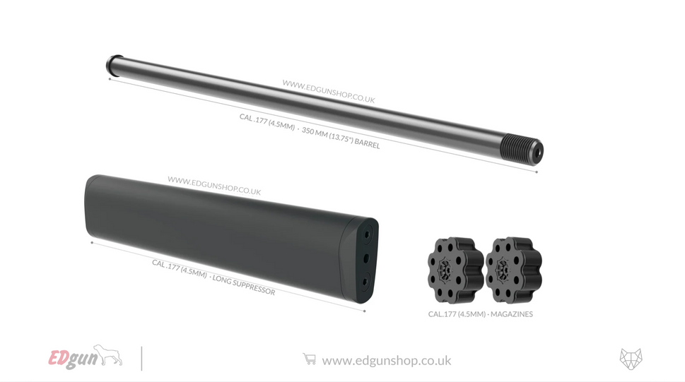Kit 350 mm (13.75") Lothar Walther · Leshiy 2.177 (4.5MM) / 2- BLACK / LONG SUPPRESSOR