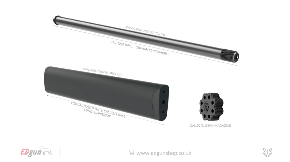 Kit 350 mm (13.75") Lothar Walther · Leshiy 2.20 (5.1MM) / 1- BLACK / LONG SUPPRESSOR