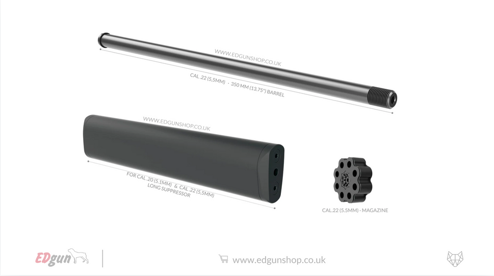 Kit 350 mm (13.75") Lothar Walther · Leshiy 2.22 (5.5MM) / 1- BLACK / LONG SUPPRESSOR