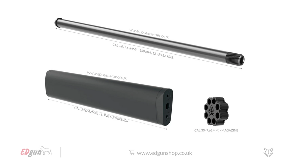 Kit 350 mm (13.75") Lothar Walther · Leshiy 2.30 (7.62MM) / 1- BLACK / LONG SUPPRESSOR
