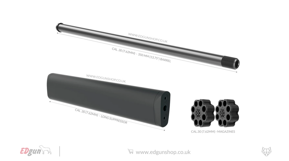 Kit 350 mm (13.75") Lothar Walther · Leshiy 2.30 (7.62MM) / 2- BLACK / LONG SUPPRESSOR