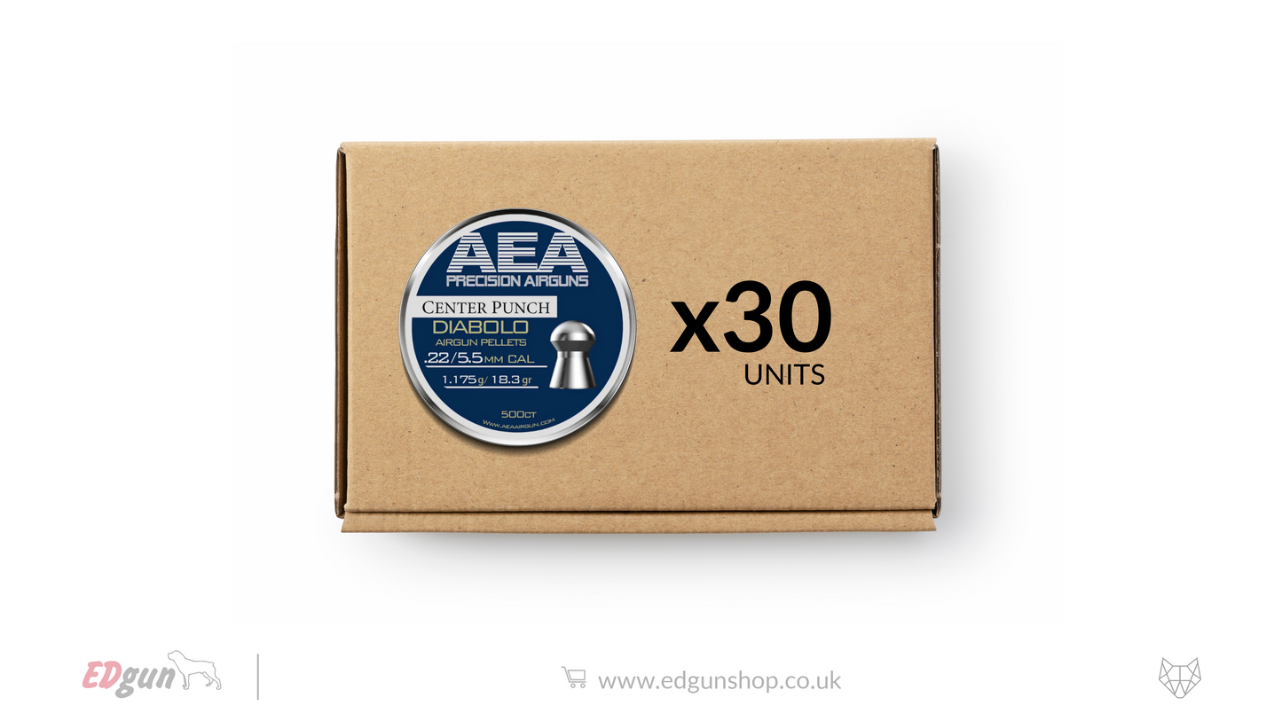 Master box · AEA Diabolo Pellets Heavy Round Nose · Cal .22 (5.5mm) · Weight 1.175g (18.3gr)