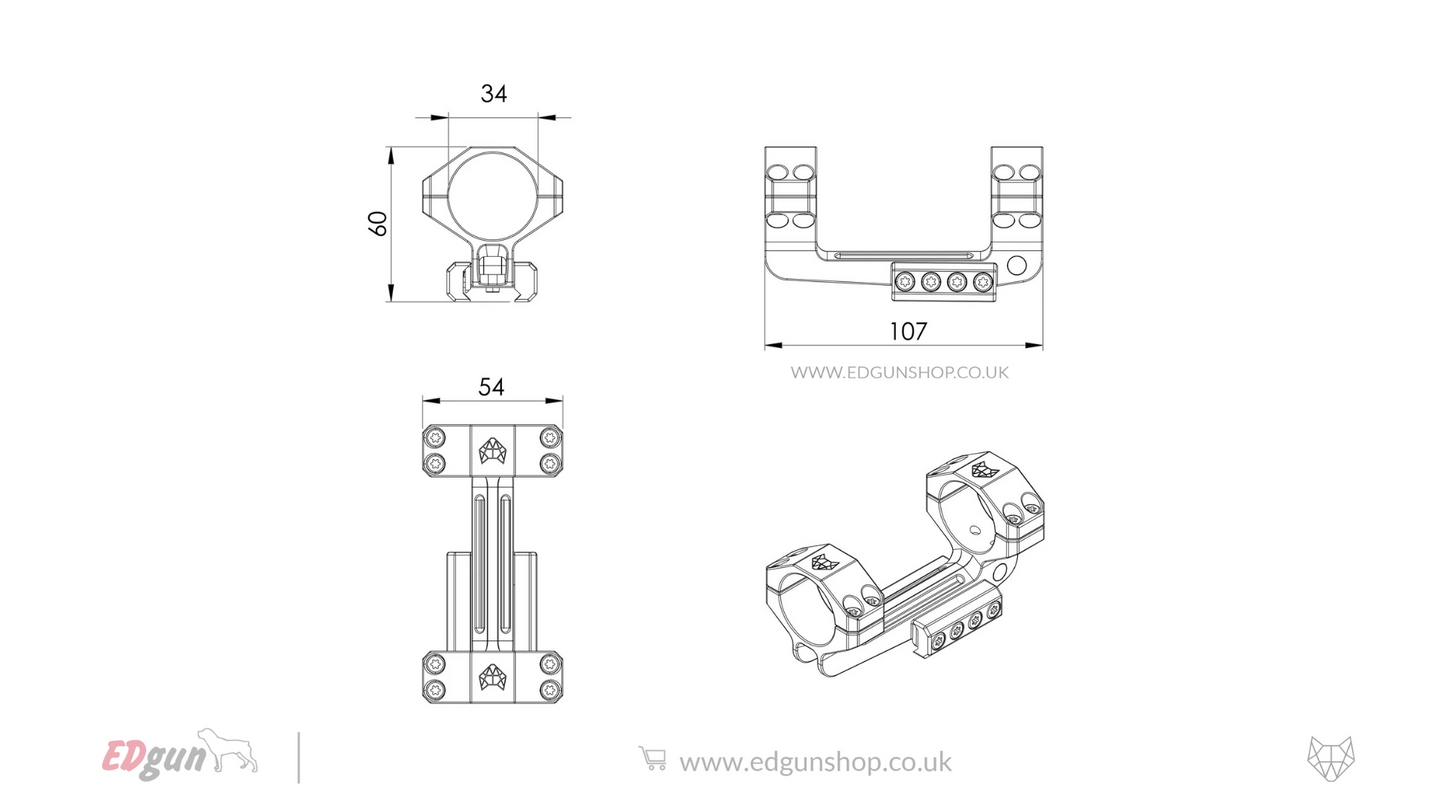 Wolfiek Group ONE-PIECE Scope Mounts 34mm